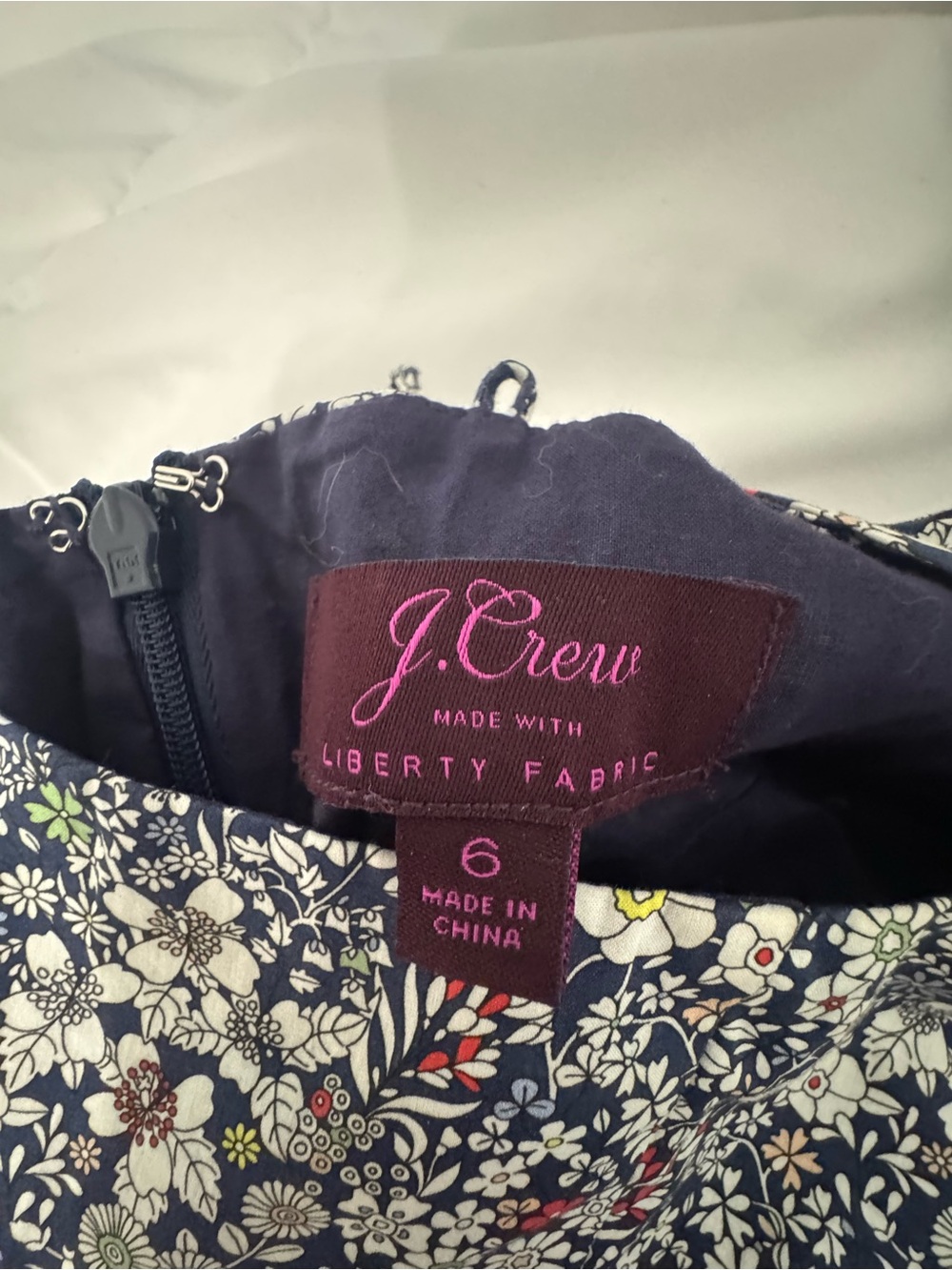 J. Crew Navy Floral Liberty Fabric Dress